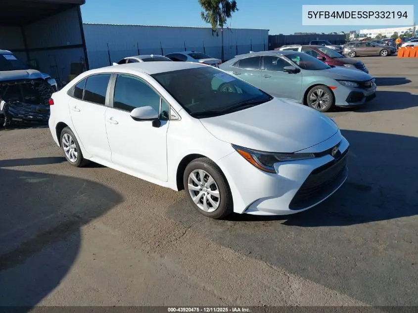 5YFB4MDE5SP332194 2025 Toyota Corolla Le