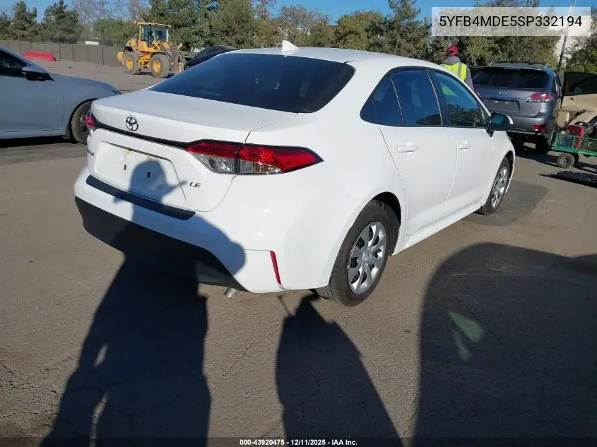 5YFB4MDE5SP332194 2025 Toyota Corolla Le