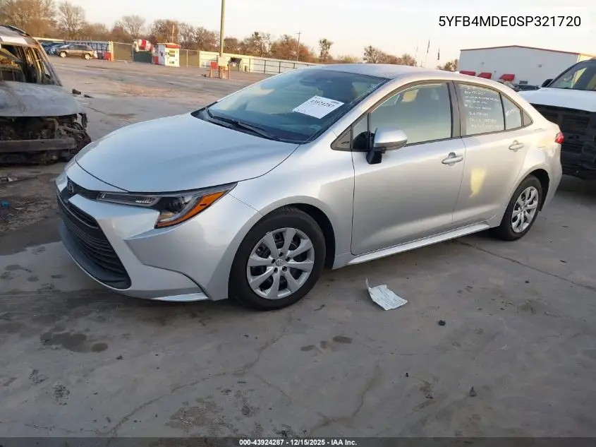 5YFB4MDE0SP321720 2025 Toyota Corolla Le