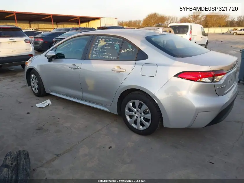 5YFB4MDE0SP321720 2025 Toyota Corolla Le