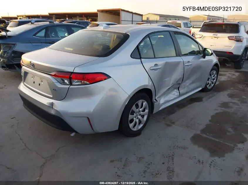 5YFB4MDE0SP321720 2025 Toyota Corolla Le