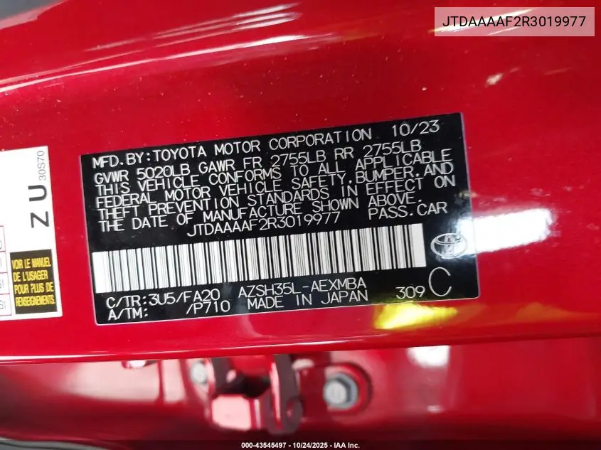 JTDAAAAF2R3019977 2024 Toyota Crown Xle