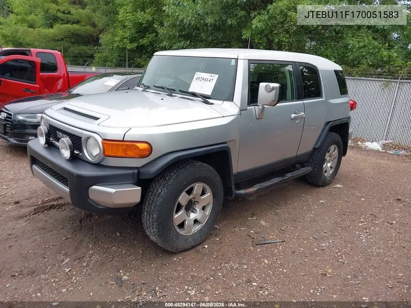 2007 Toyota Fj Cruiser VIN: JTEBU11F170051583 Lot: 45294147