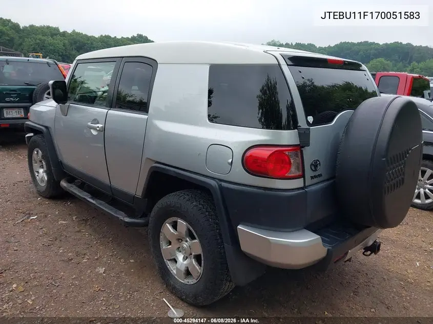 2007 Toyota Fj Cruiser VIN: JTEBU11F170051583 Lot: 45294147