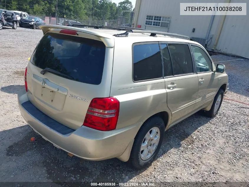 JTEHF21A110038208 2001 Toyota Highlander V6