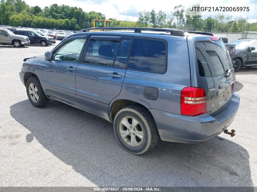 JTEGF21A720065975 2002 Toyota Highlander V6