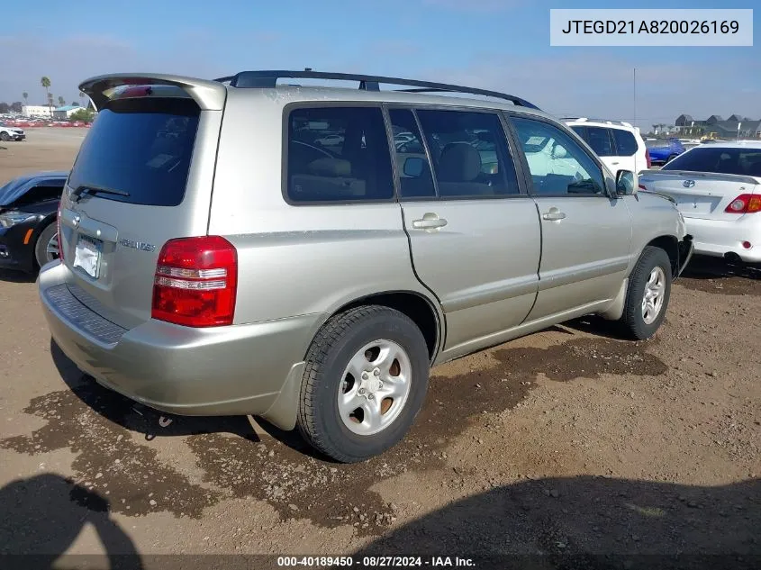 JTEGD21A820026169 2002 Toyota Highlander