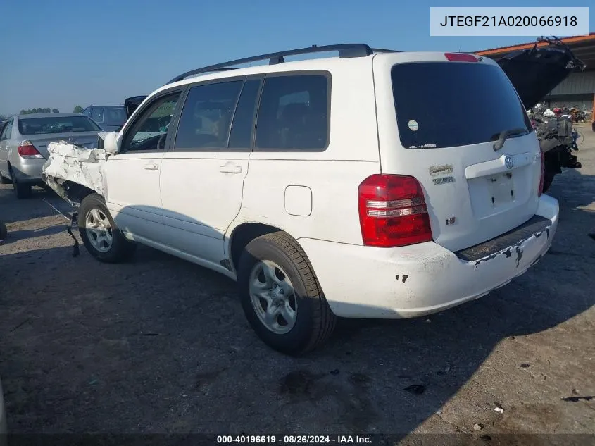 JTEGF21A020066918 2002 Toyota Highlander V6