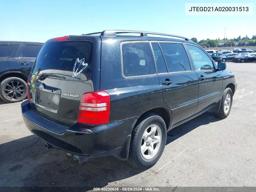 JTEGD21A020031513 2002 Toyota Highlander