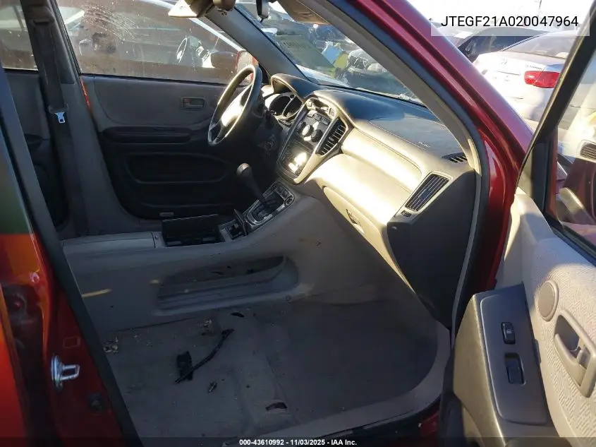 JTEGF21A020047964 2002 Toyota Highlander V6