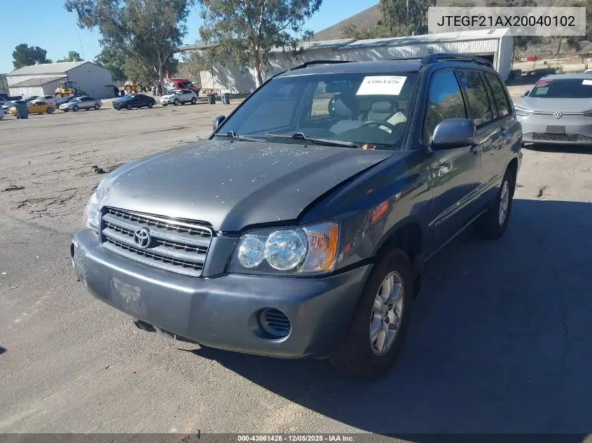 JTEGF21AX20040102 2002 Toyota Highlander V6