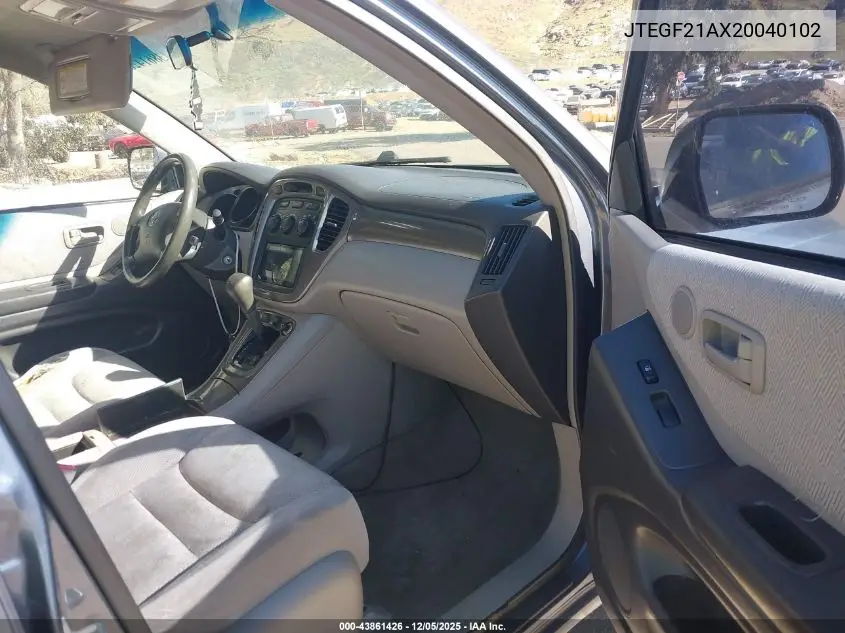 JTEGF21AX20040102 2002 Toyota Highlander V6