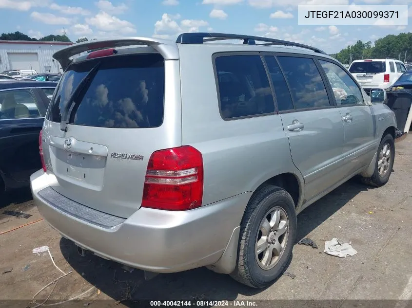 JTEGF21A030099371 2003 Toyota Highlander Limited V6