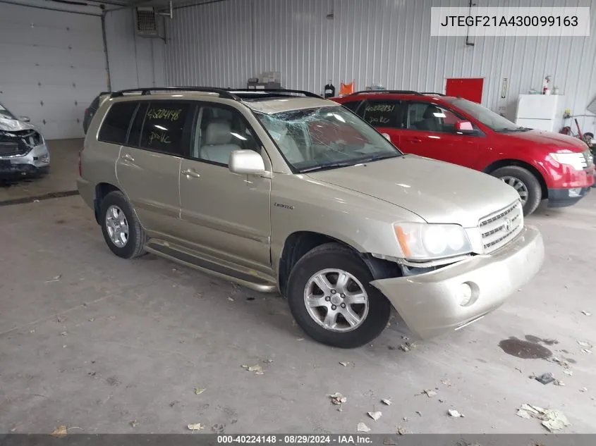 JTEGF21A430099163 2003 Toyota Highlander Limited V6