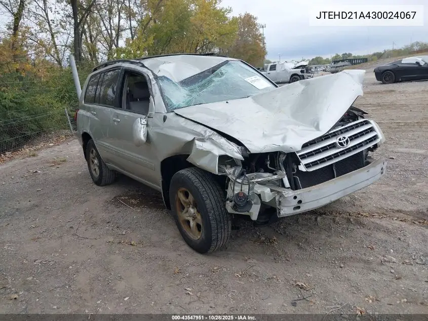 JTEHD21A430024067 2003 Toyota Highlander