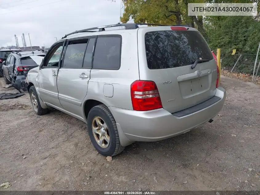 JTEHD21A430024067 2003 Toyota Highlander