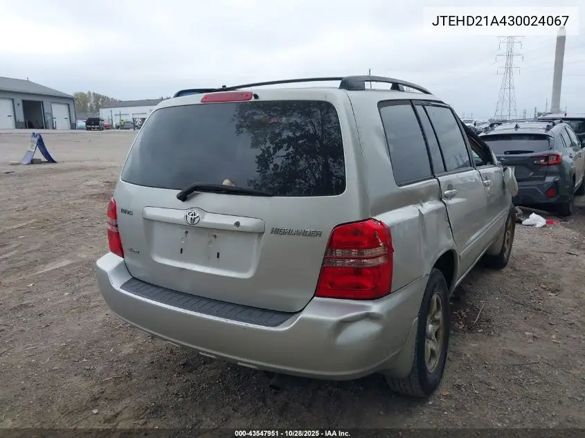 JTEHD21A430024067 2003 Toyota Highlander