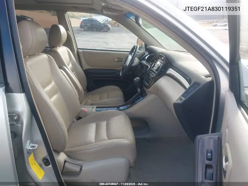 JTEGF21A830119351 2003 Toyota Highlander Limited V6