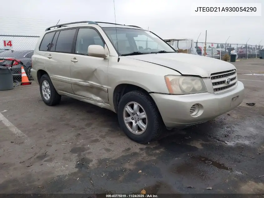 JTEGD21A930054290 2003 Toyota Highlander