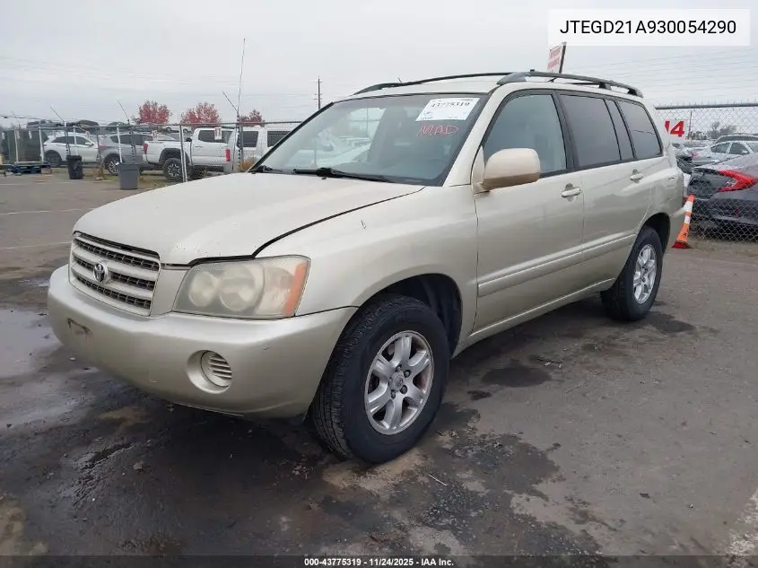 JTEGD21A930054290 2003 Toyota Highlander