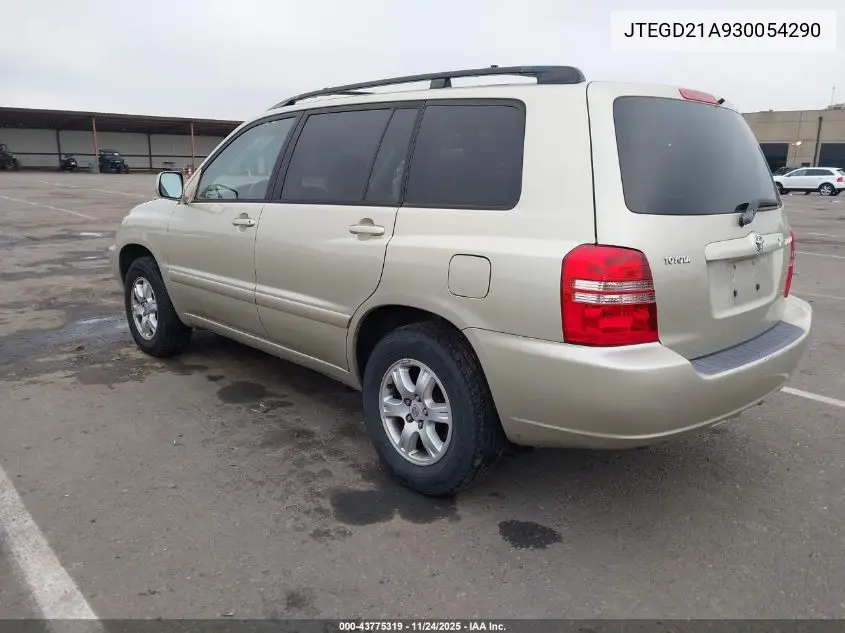 JTEGD21A930054290 2003 Toyota Highlander
