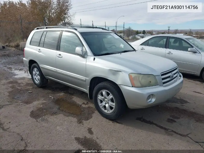 JTEGF21A930114756 2003 Toyota Highlander V6
