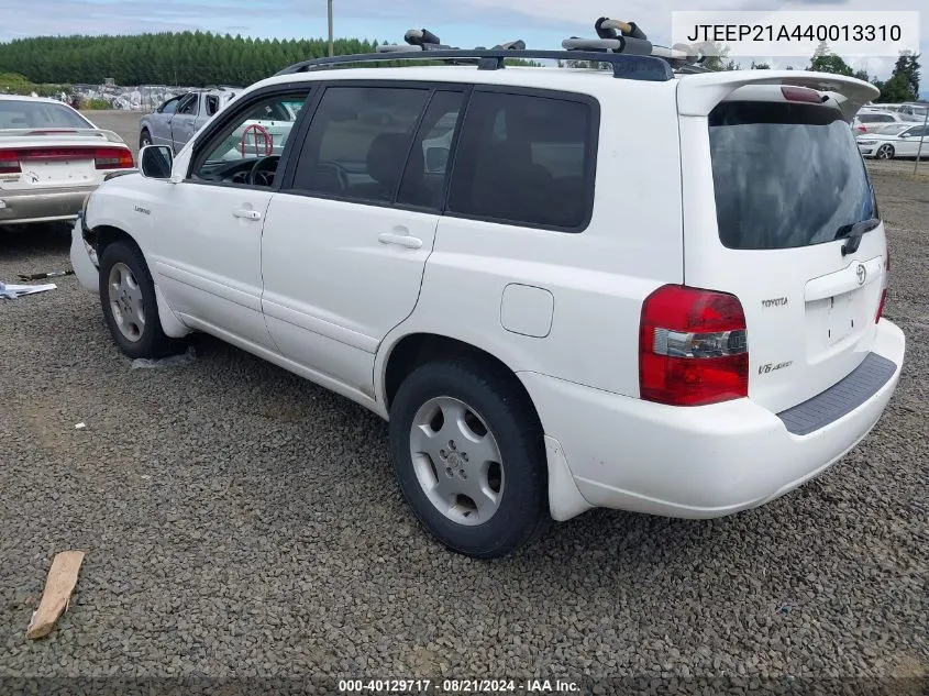 JTEEP21A440013310 2004 Toyota Highlander Limited V6