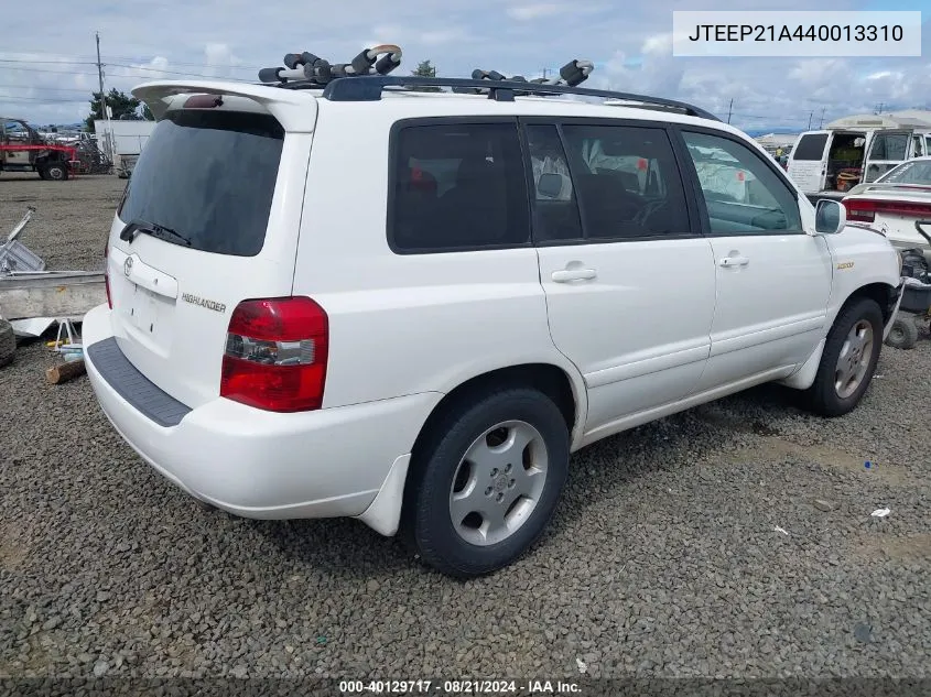 JTEEP21A440013310 2004 Toyota Highlander Limited V6