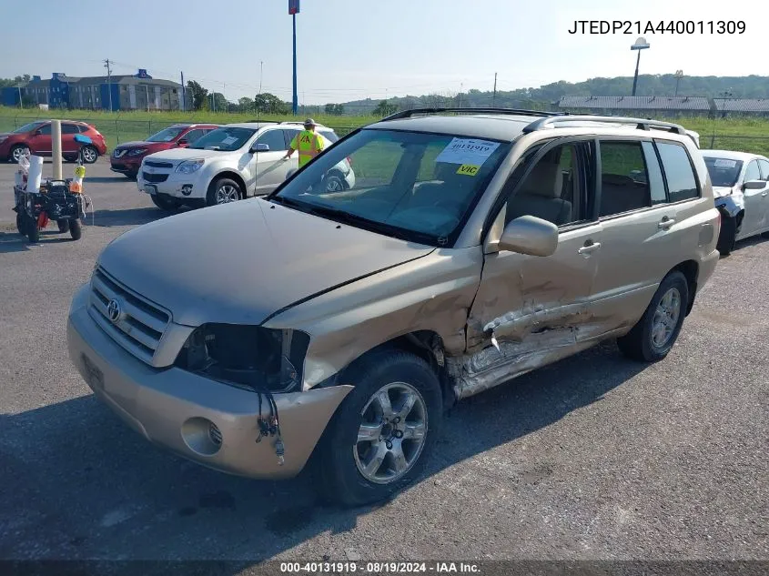 JTEDP21A440011309 2004 Toyota Highlander V6