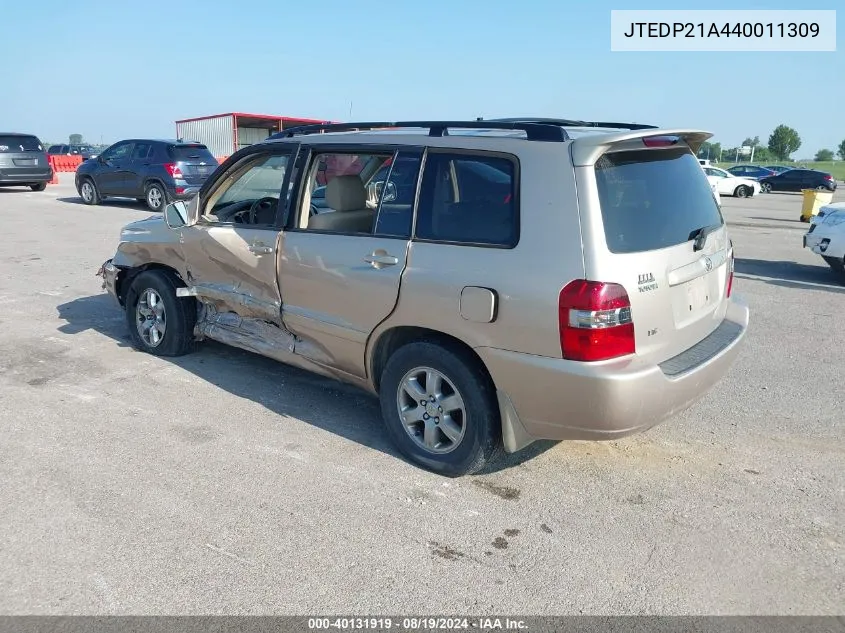 JTEDP21A440011309 2004 Toyota Highlander V6