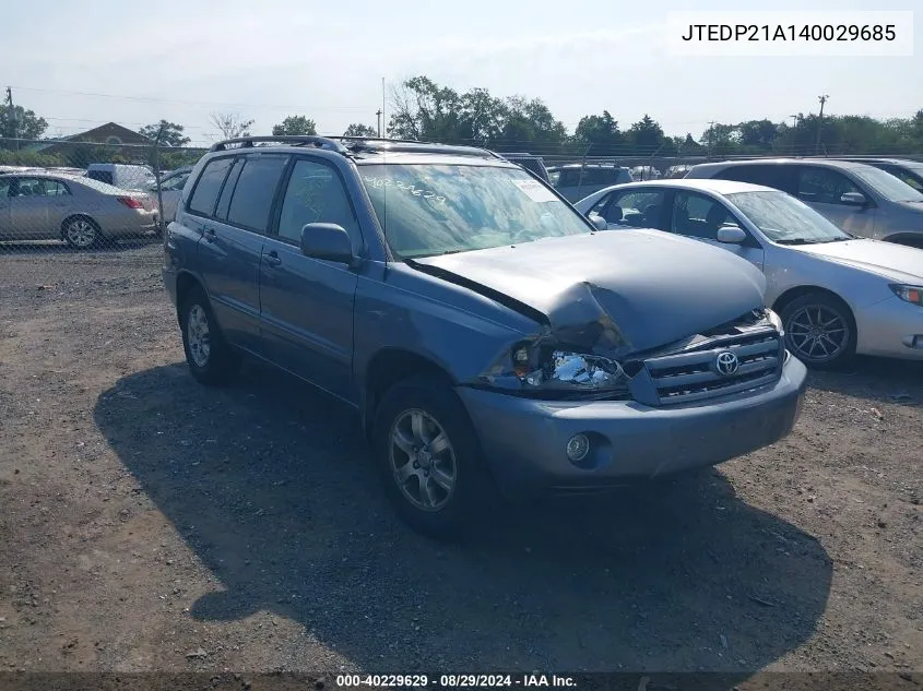 JTEDP21A140029685 2004 Toyota Highlander V6