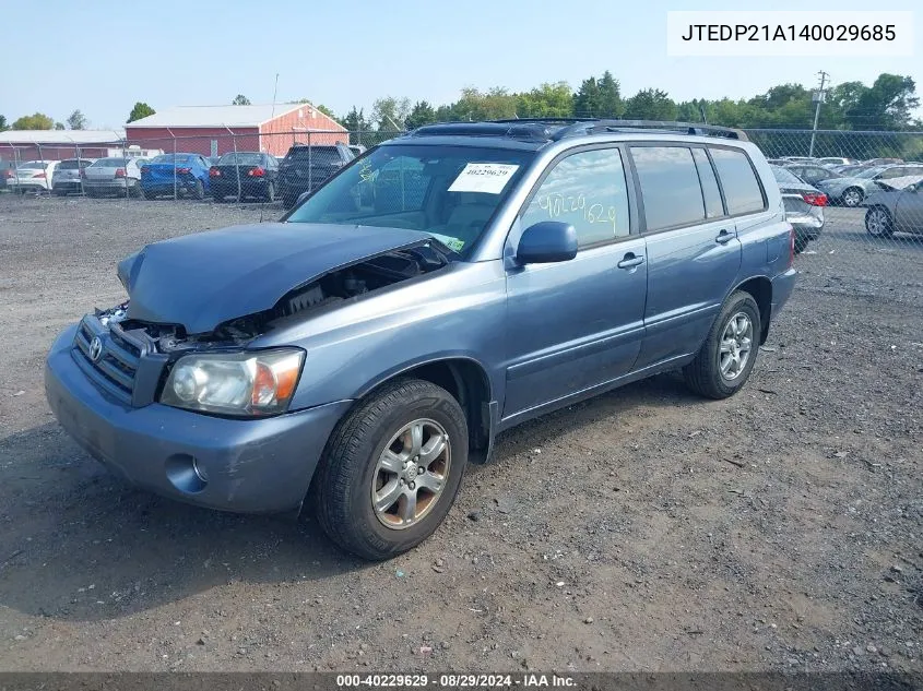 JTEDP21A140029685 2004 Toyota Highlander V6