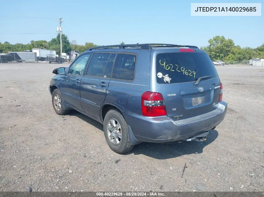 JTEDP21A140029685 2004 Toyota Highlander V6