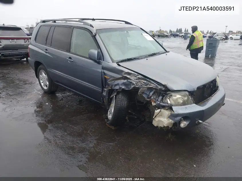 JTEDP21A540003591 2004 Toyota Highlander Limited V6