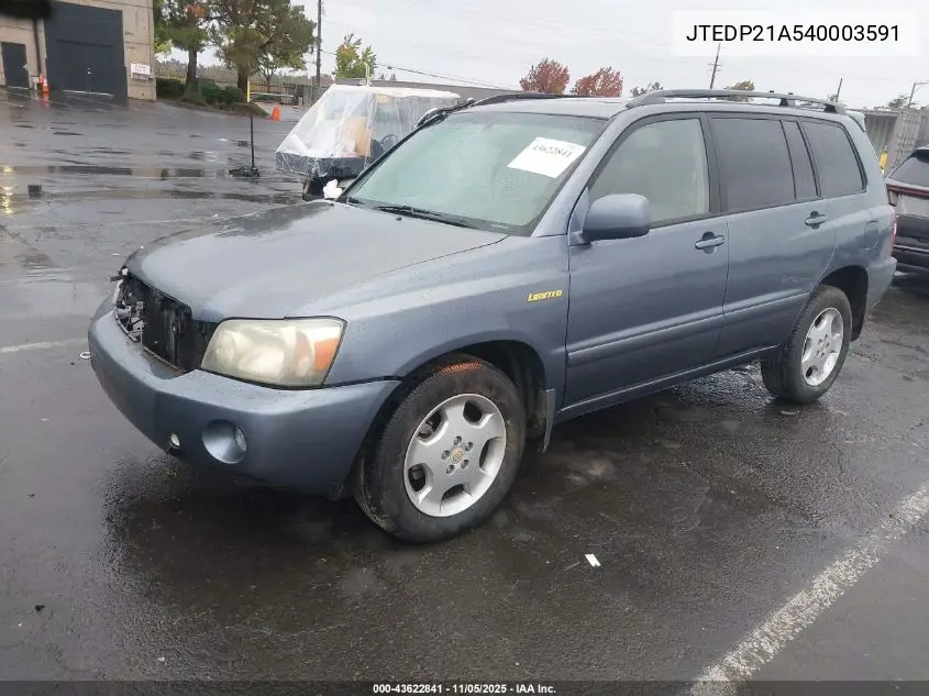JTEDP21A540003591 2004 Toyota Highlander Limited V6