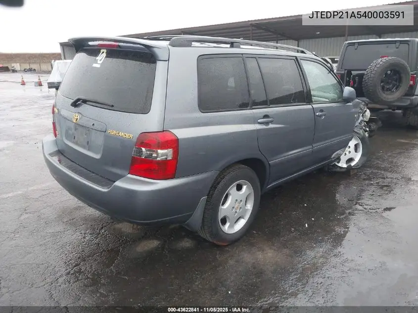 JTEDP21A540003591 2004 Toyota Highlander Limited V6