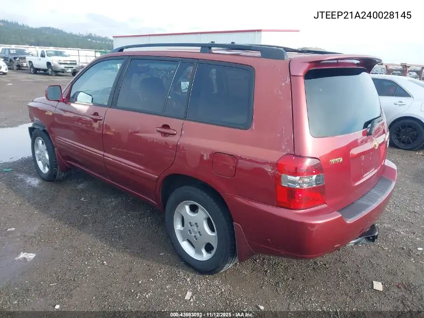 JTEEP21A240028145 2004 Toyota Highlander Limited V6