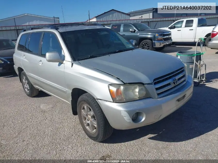 JTEDP21A640037202 2004 Toyota Highlander V6