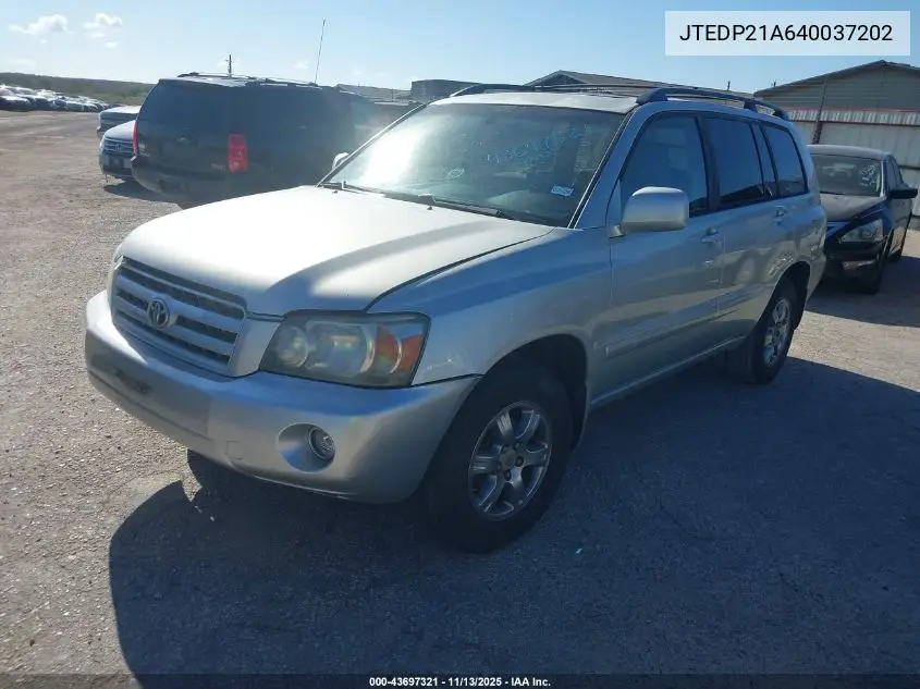 JTEDP21A640037202 2004 Toyota Highlander V6