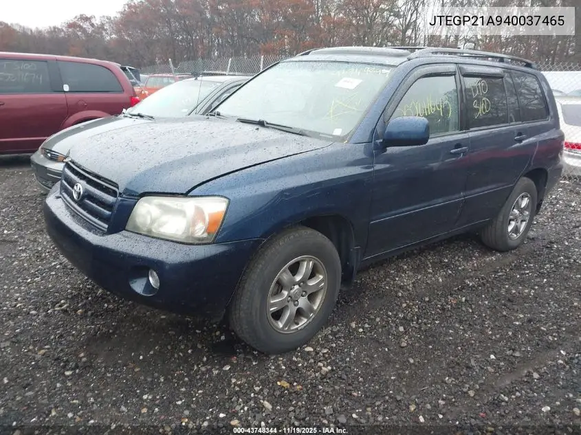 JTEGP21A940037465 2004 Toyota Highlander V6
