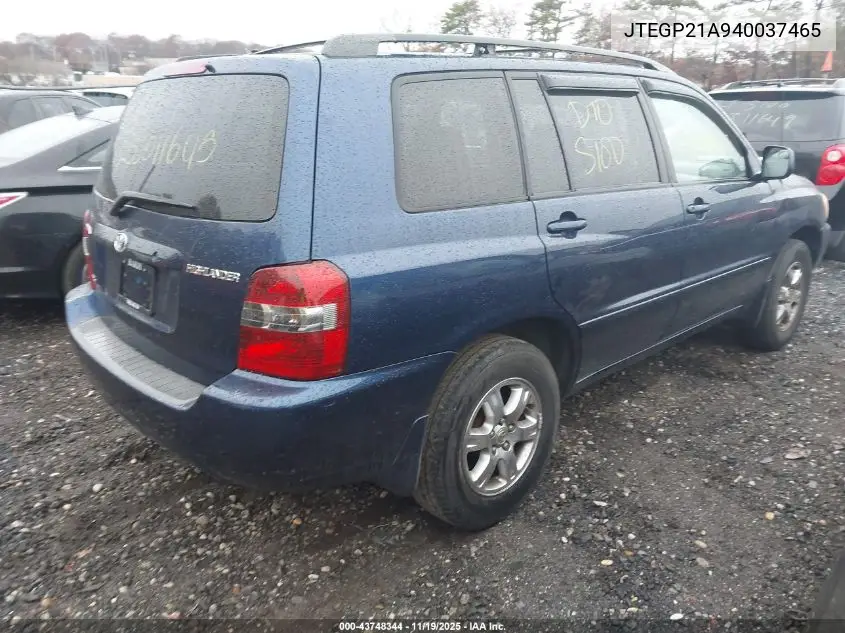 JTEGP21A940037465 2004 Toyota Highlander V6