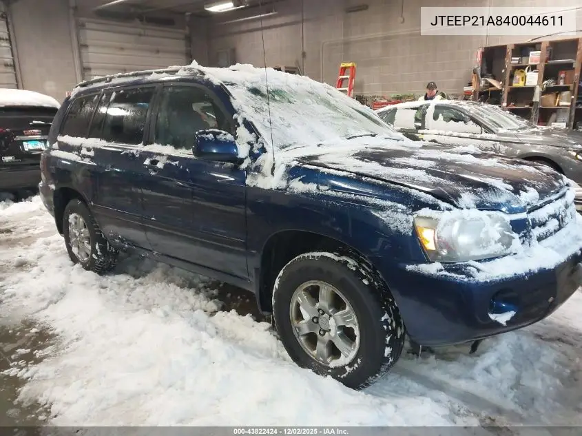 JTEEP21A840044611 2004 Toyota Highlander V6