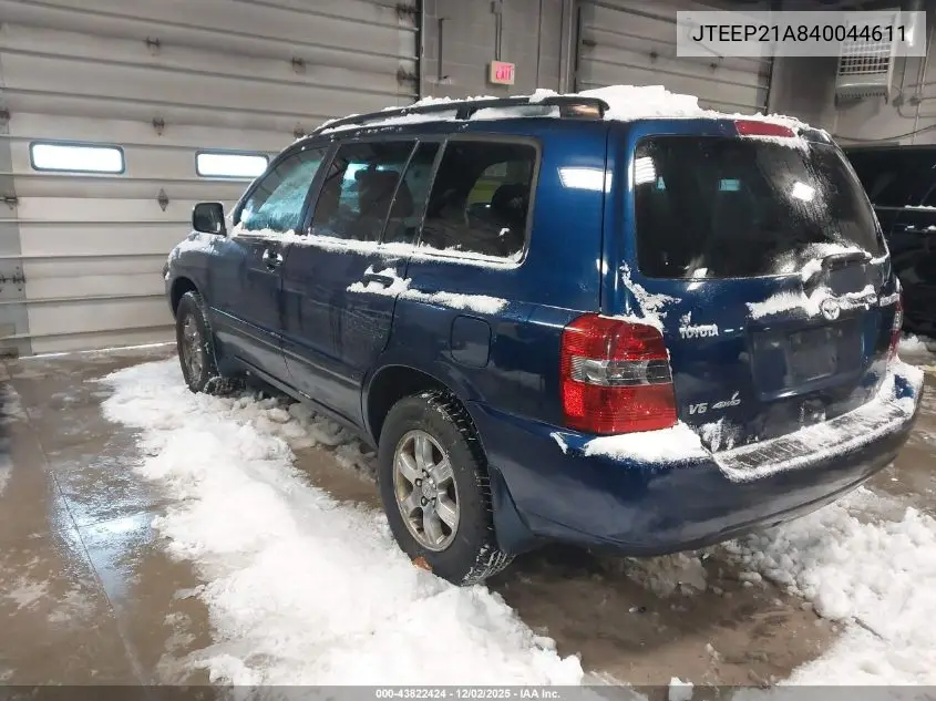 JTEEP21A840044611 2004 Toyota Highlander V6