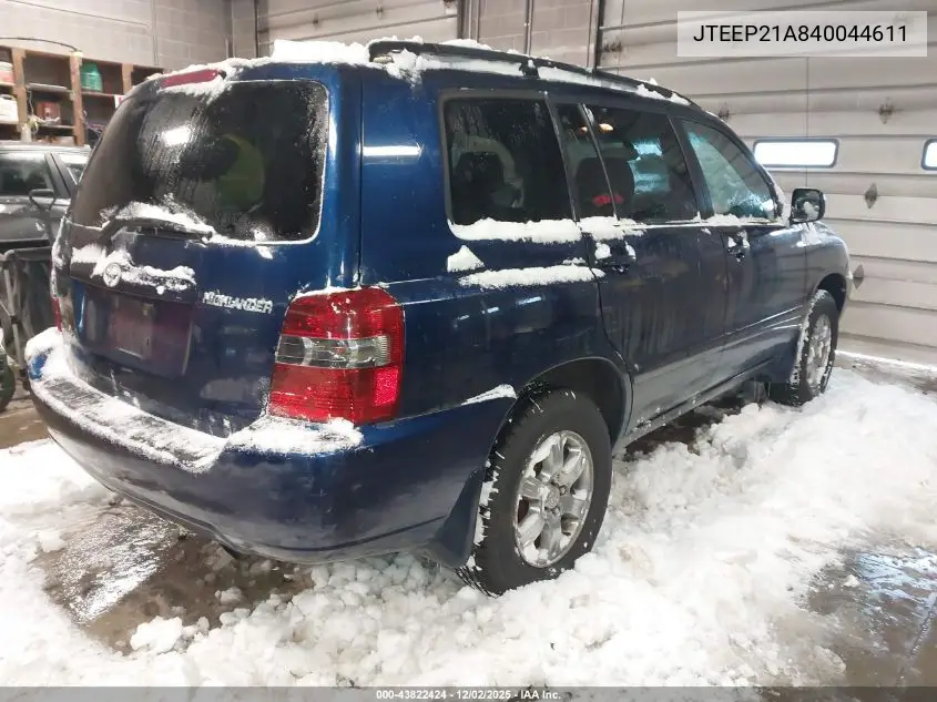 JTEEP21A840044611 2004 Toyota Highlander V6