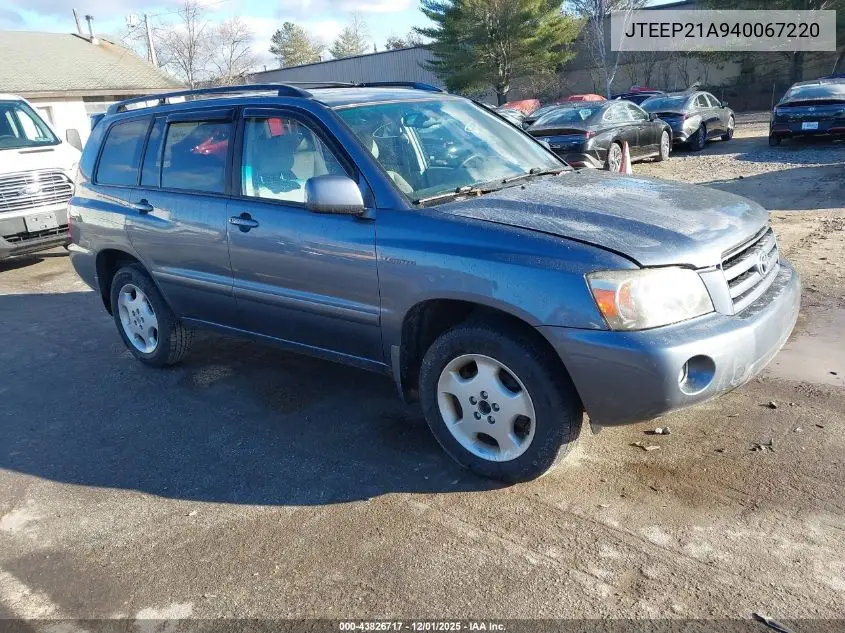 JTEEP21A940067220 2004 Toyota Highlander Limited V6