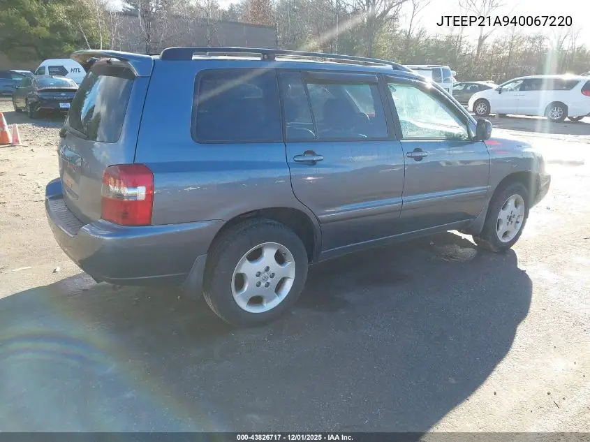 JTEEP21A940067220 2004 Toyota Highlander Limited V6