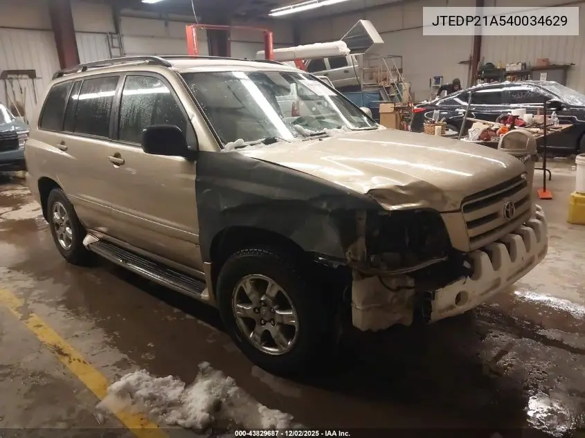 JTEDP21A540034629 2004 Toyota Highlander V6