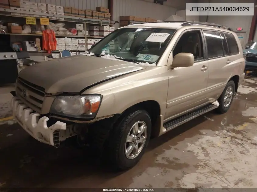 JTEDP21A540034629 2004 Toyota Highlander V6