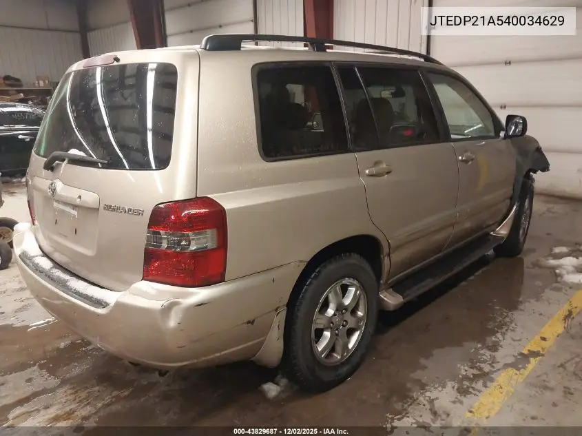 JTEDP21A540034629 2004 Toyota Highlander V6