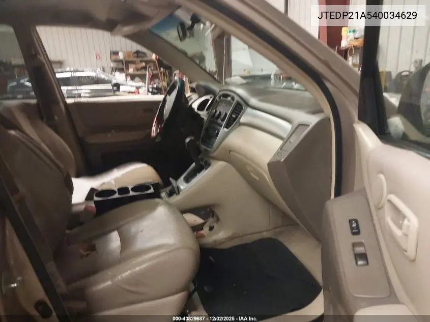 JTEDP21A540034629 2004 Toyota Highlander V6